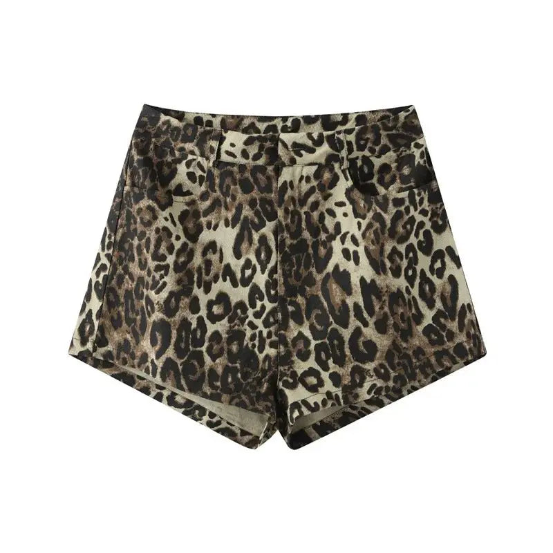 Leopard Print Shorts Women Denim Short Pants nowadaysfashion
