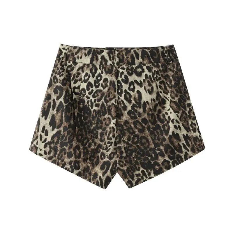 Leopard Print Shorts Women Denim Short Pants - Blade & Thread