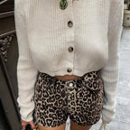 Leopard Print Shorts Women Denim Short Pants nowadaysfashion
