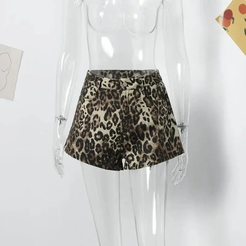 Leopard Print Shorts Women Denim Short Pants nowadaysfashion
