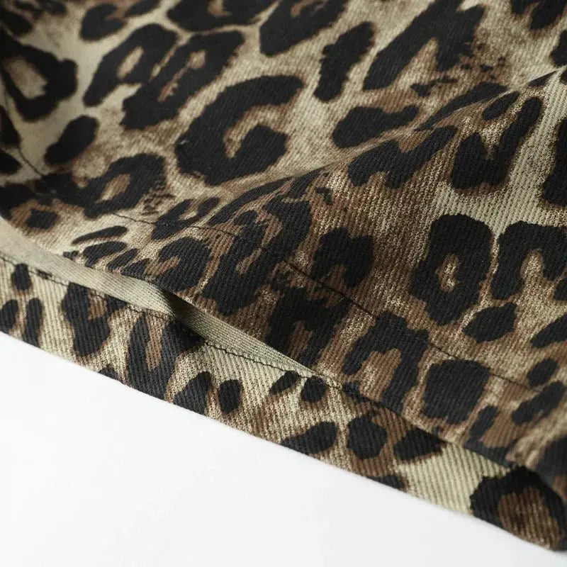 Leopard Print Shorts Women Denim Short Pants nowadaysfashion