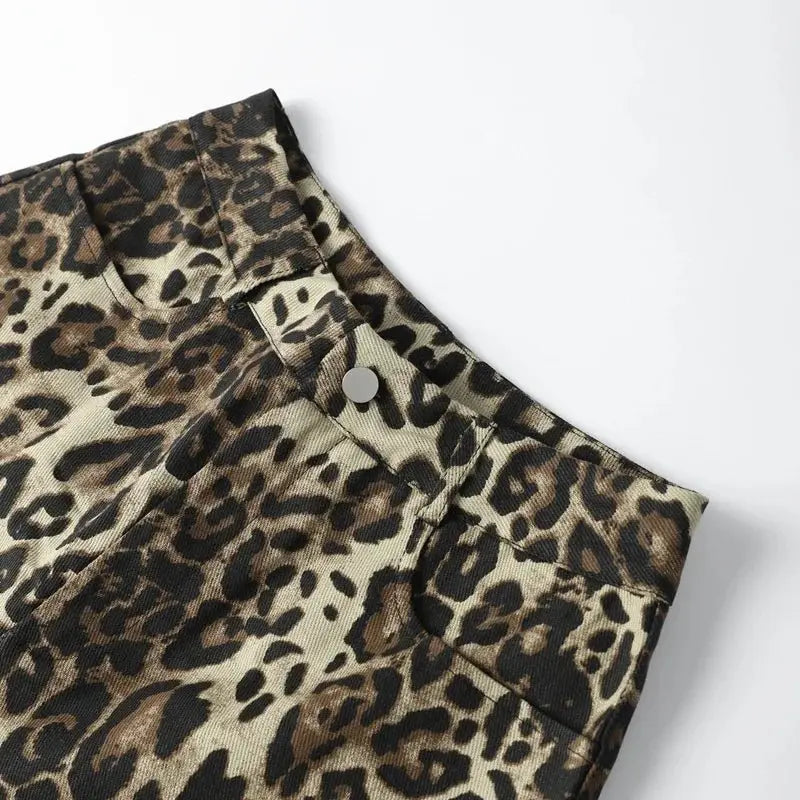 Leopard Print Shorts Women Denim Short Pants - Blade & Thread