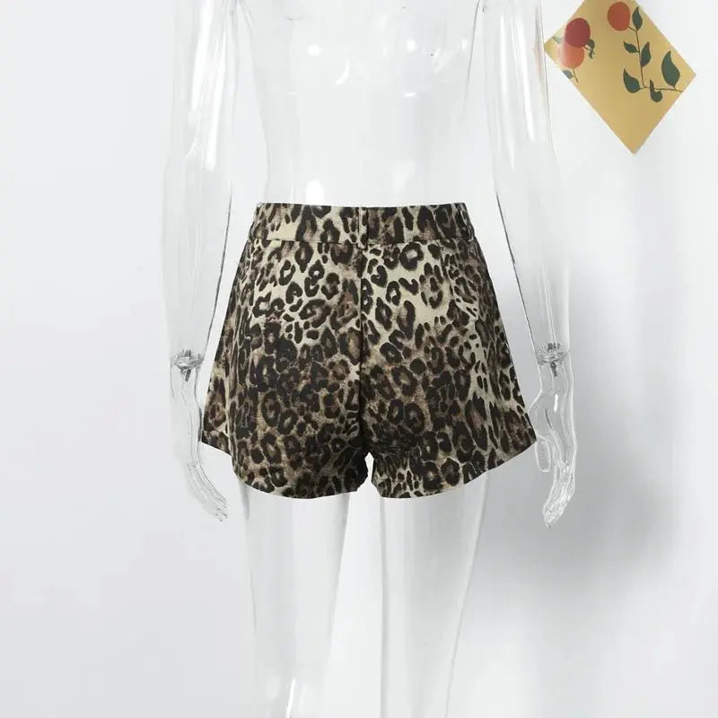 Leopard Print Shorts Women Denim Short Pants - Blade & Thread