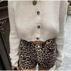 Leopard Print Shorts Women Denim Short Pants nowadaysfashion