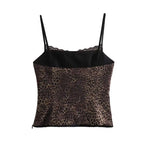Leopard Print Sling Women Sexy Tube Top Sleeveless Backless Lace Slim Tanks Tops nowadaysfashion