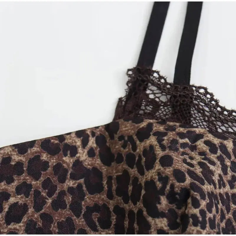 Leopard Print Sling Women Sexy Tube Top Sleeveless Backless Lace Slim Tanks Tops nowadaysfashion