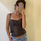 Leopard Print Sling Women Sexy Tube Top Sleeveless Backless Lace Slim Tanks Tops nowadaysfashion