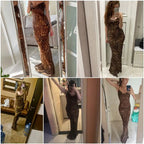 Leopard Print V-Neck Sexy Bodycon Long Dress Women Lace Up Backless Beach Vestidos nowadaysfashion