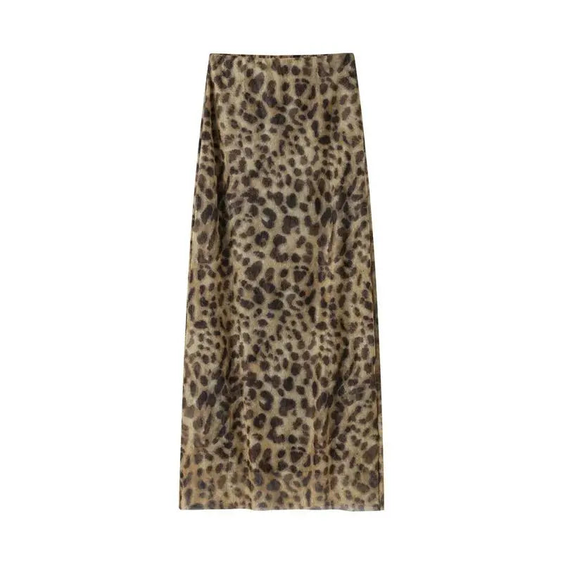Leopard Print Wrapped Suit Backless Sleeveless Tops Skirts nowadaysfashion