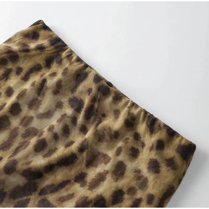 Leopard Print Wrapped Suit Backless Sleeveless Tops Skirts - Blade & Thread