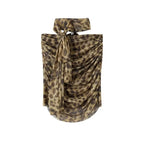 Leopard Print Wrapped Suit Backless Sleeveless Tops Skirts nowadaysfashion