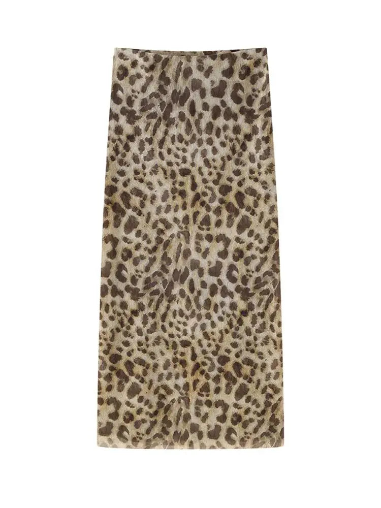 Leopard Print Wrapped Suit Backless Sleeveless Tops Skirts - Blade & Thread