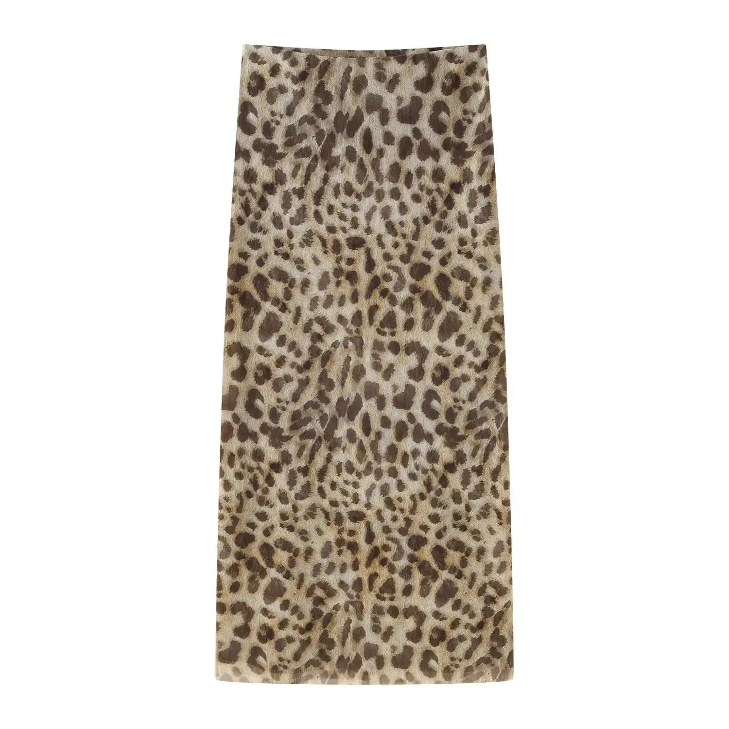 Leopard Print Wrapped Suit Backless Sleeveless Tops Skirts nowadaysfashion