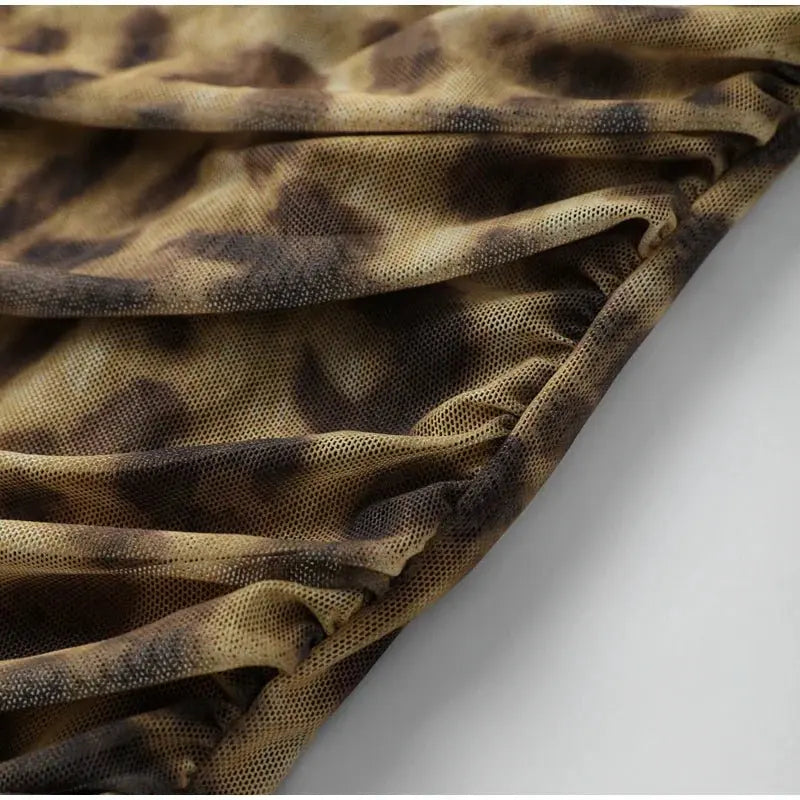 Leopard Print Wrapped Suit Backless Sleeveless Tops Skirts nowadaysfashion