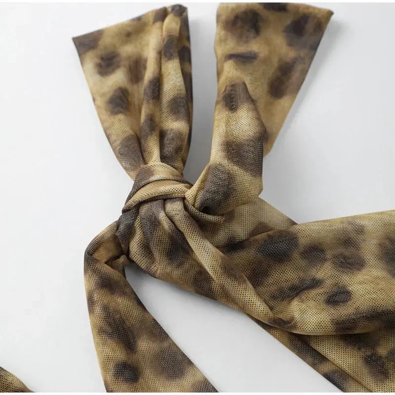 Leopard Print Wrapped Suit Backless Sleeveless Tops Skirts - Blade & Thread