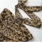 Leopard Print Wrapped Suit Backless Sleeveless Tops Skirts nowadaysfashion