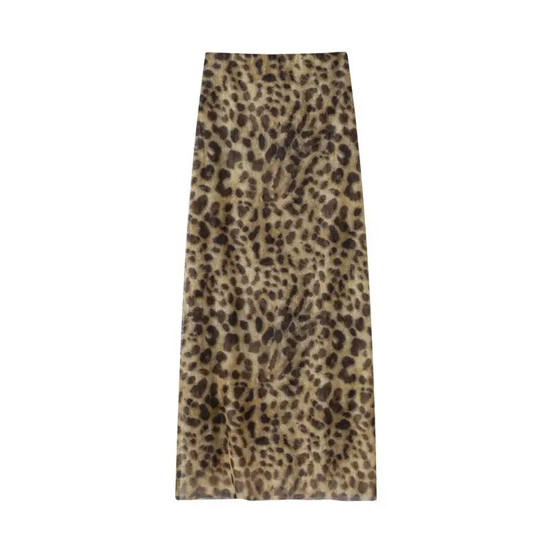 Leopard Print Wrapped Suit Backless Sleeveless Tops Skirts nowadaysfashion
