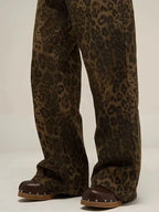 Leopard Print Y2k Jeans Women Oversized Wide Leg Denim Trousers Streetwear nowadaysfashion