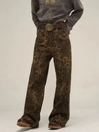 Leopard Print Y2k Jeans Women Oversized Wide Leg Denim Trousers Streetwear nowadaysfashion