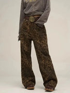 Leopard Print Y2k Jeans Women Oversized Wide Leg Denim Trousers Streetwear nowadaysfashion