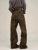 Leopard Print Y2k Jeans Women Oversized Wide Leg Denim Trousers Streetwear nowadaysfashion