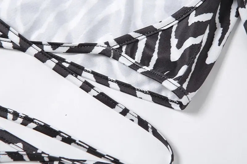 Leopard Zebra Printed Sexy Backless Lace ups Pullover Tees Women O-neck Slim Longsleeve Short T-Shirt nowadaysfashion