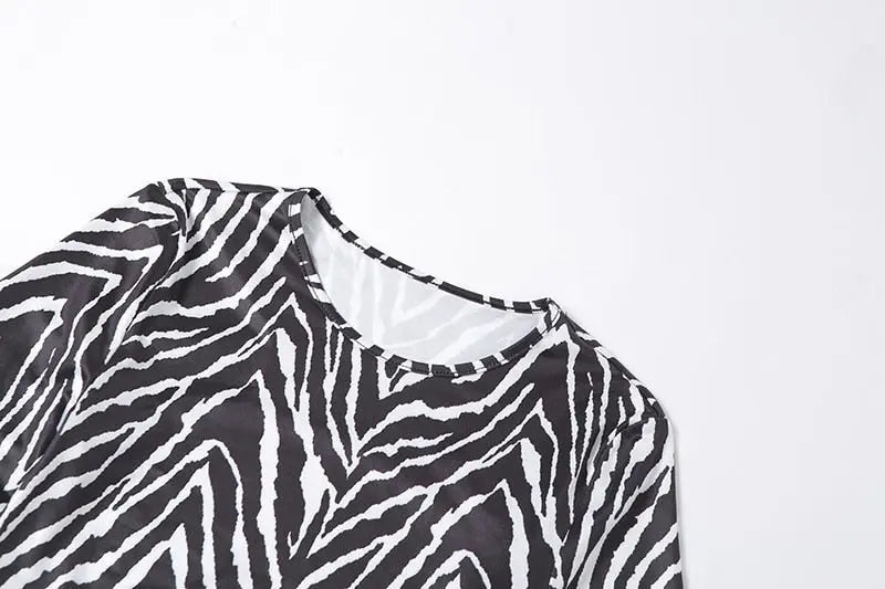 Leopard Zebra Printed Sexy Backless Lace ups Pullover Tees Women O-neck Slim Longsleeve Short T-Shirt - Blade & Thread