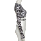 Leopard Zebra Printed Sexy Backless Lace ups Pullover Tees Women O-neck Slim Longsleeve Short T-Shirt nowadaysfashion