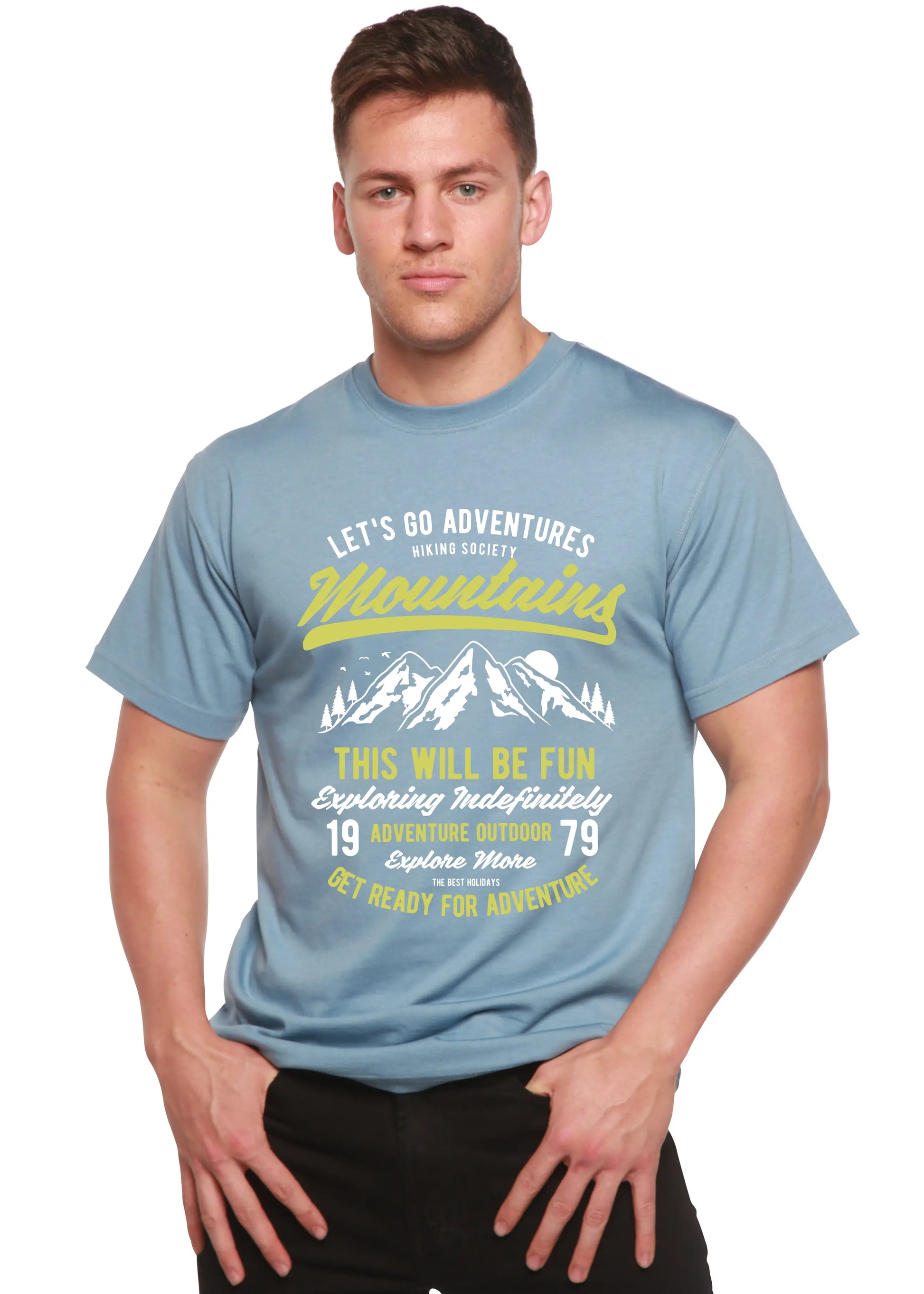 Let's Go Adventure Men's Bamboo Viscose/Organic Cotton Short Sleeve Graphic T-Shirt Spun Bamboo