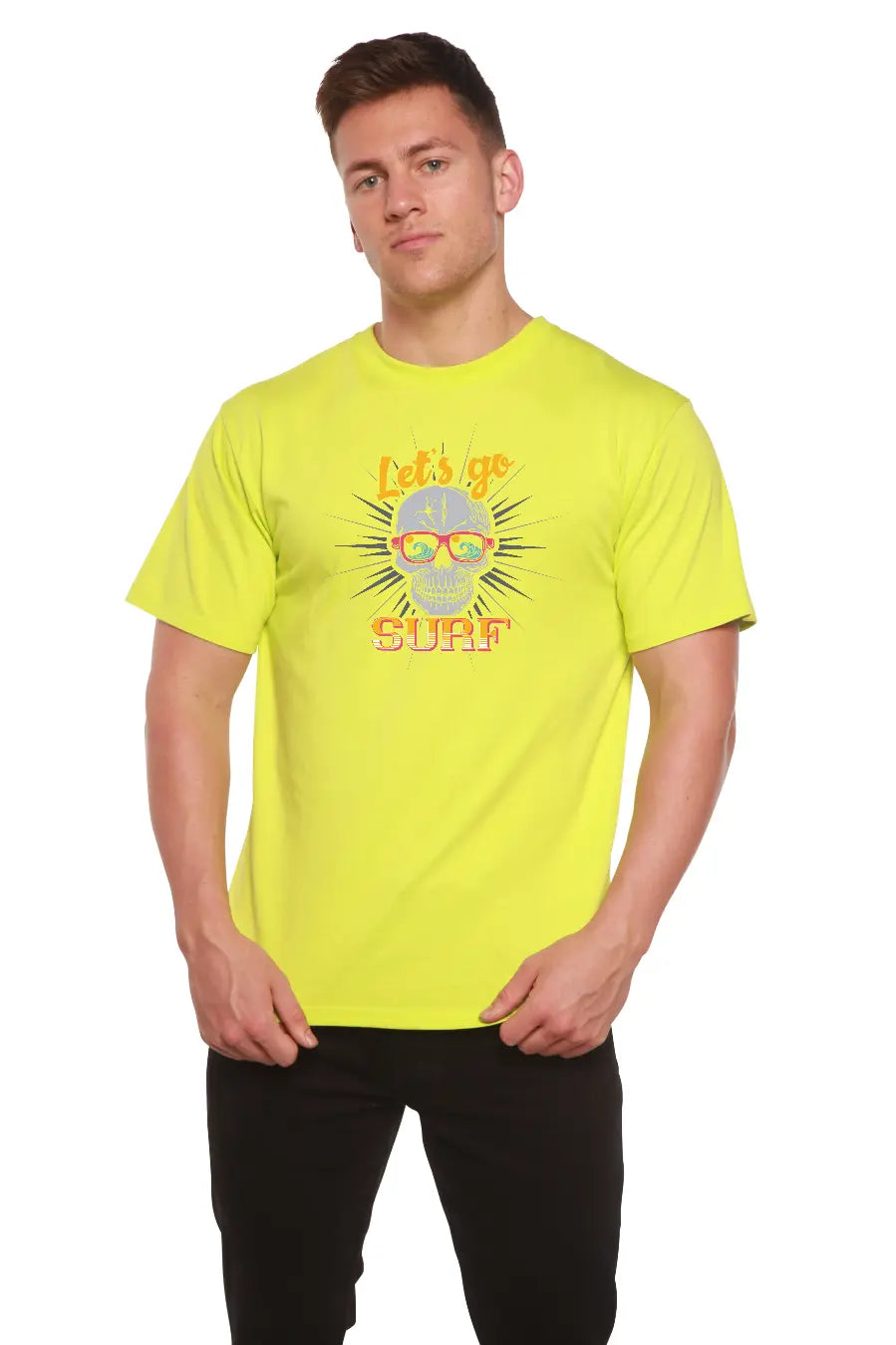 Let`s go SURF Men's Bamboo Viscose/Organic Cotton Short Sleeve Graphic T-Shirt Spun Bamboo
