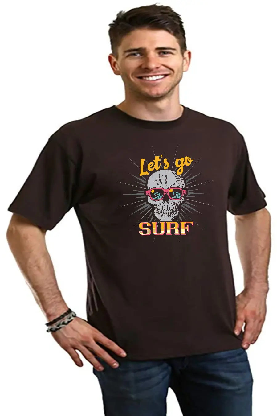 Let`s go SURF Men's Bamboo Viscose/Organic Cotton Short Sleeve Graphic T-Shirt Spun Bamboo