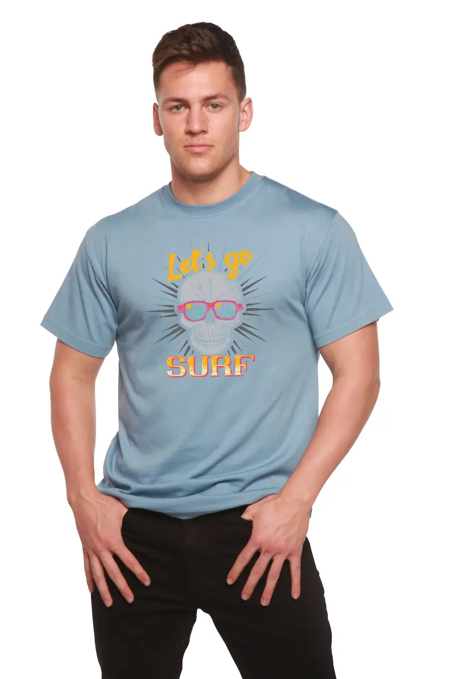 Let`s go SURF Men's Bamboo Viscose/Organic Cotton Short Sleeve Graphic T-Shirt Spun Bamboo