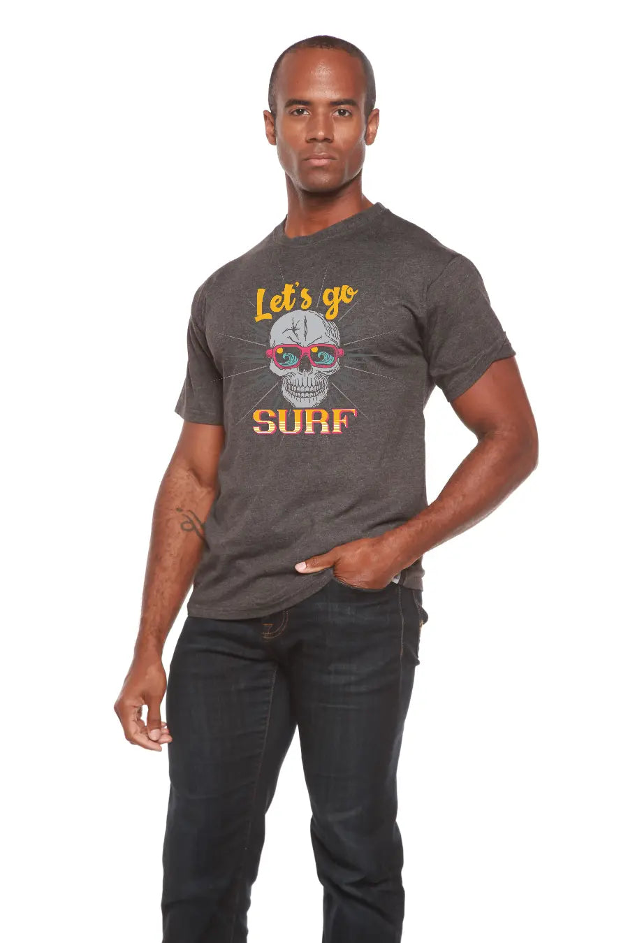 Let`s go SURF Men's Bamboo Viscose/Organic Cotton Short Sleeve Graphic T-Shirt Spun Bamboo