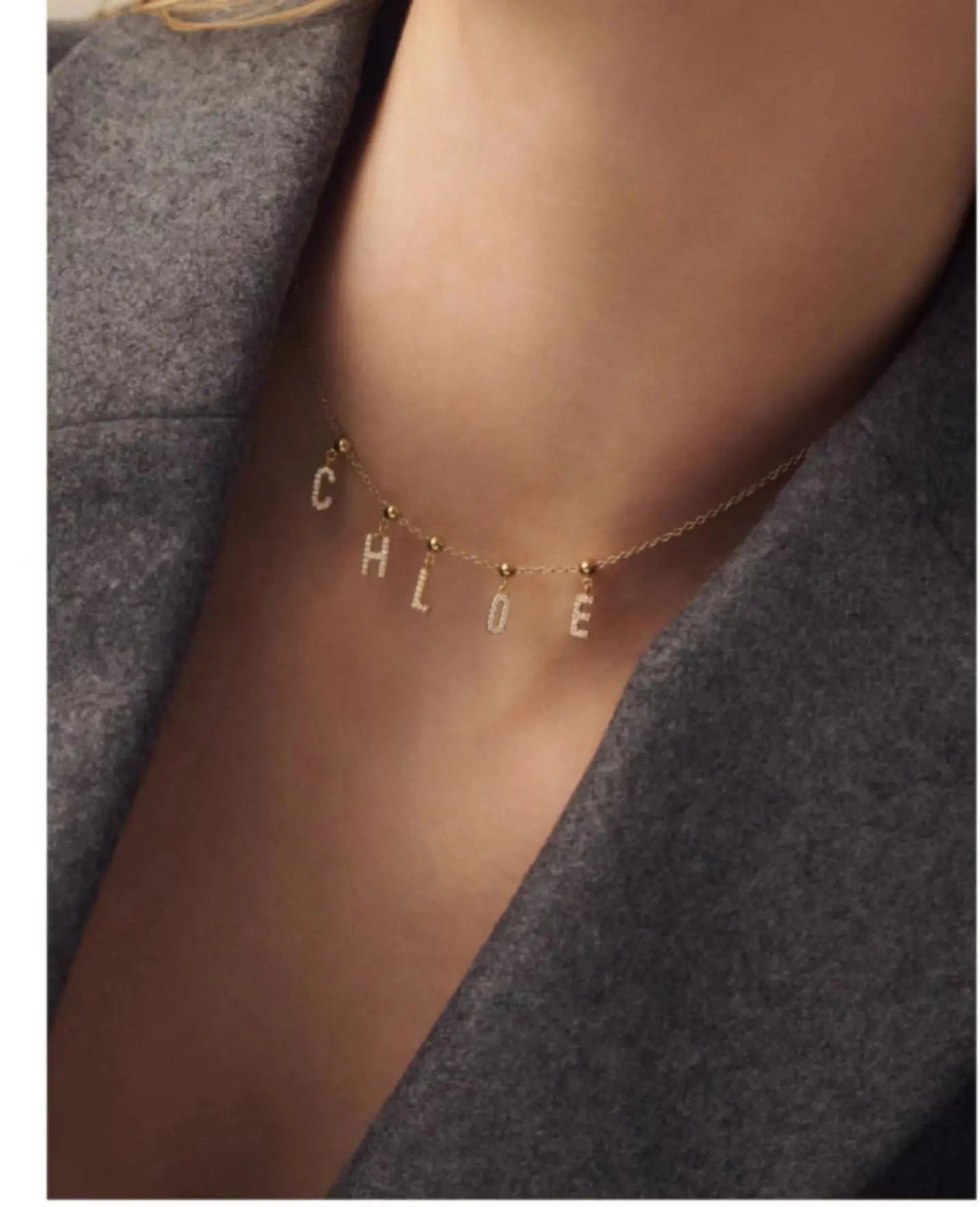 Letter full diamond DIY necklace clavicle chain - Blade & Thread