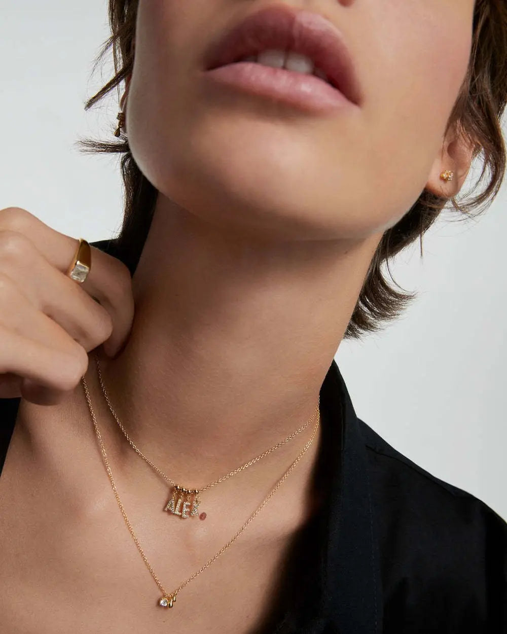 Letter full diamond DIY necklace clavicle chain - Blade & Thread