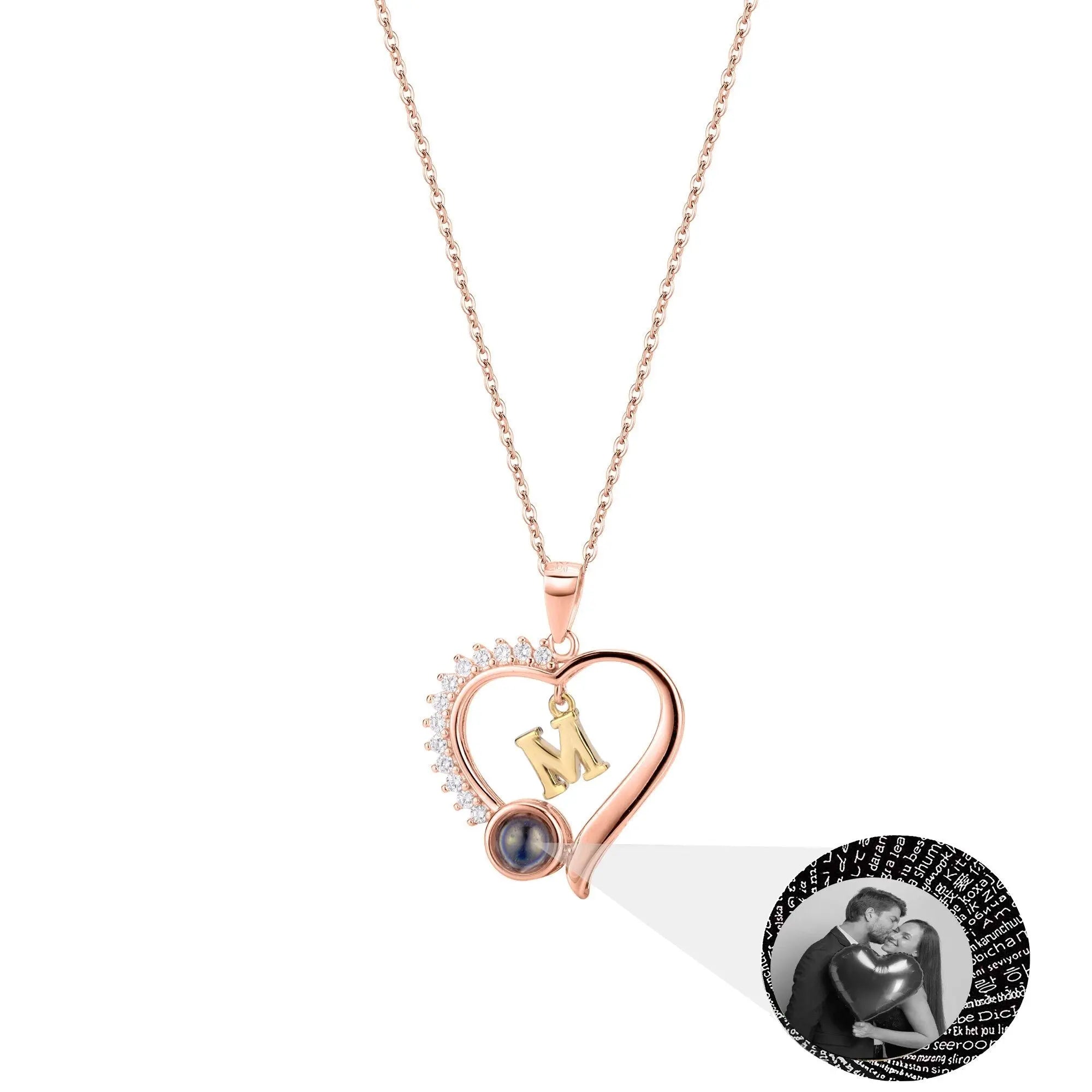 letter necklace Simple Heart Shaped Photo Custom Projection Necklace nowadaysfashion