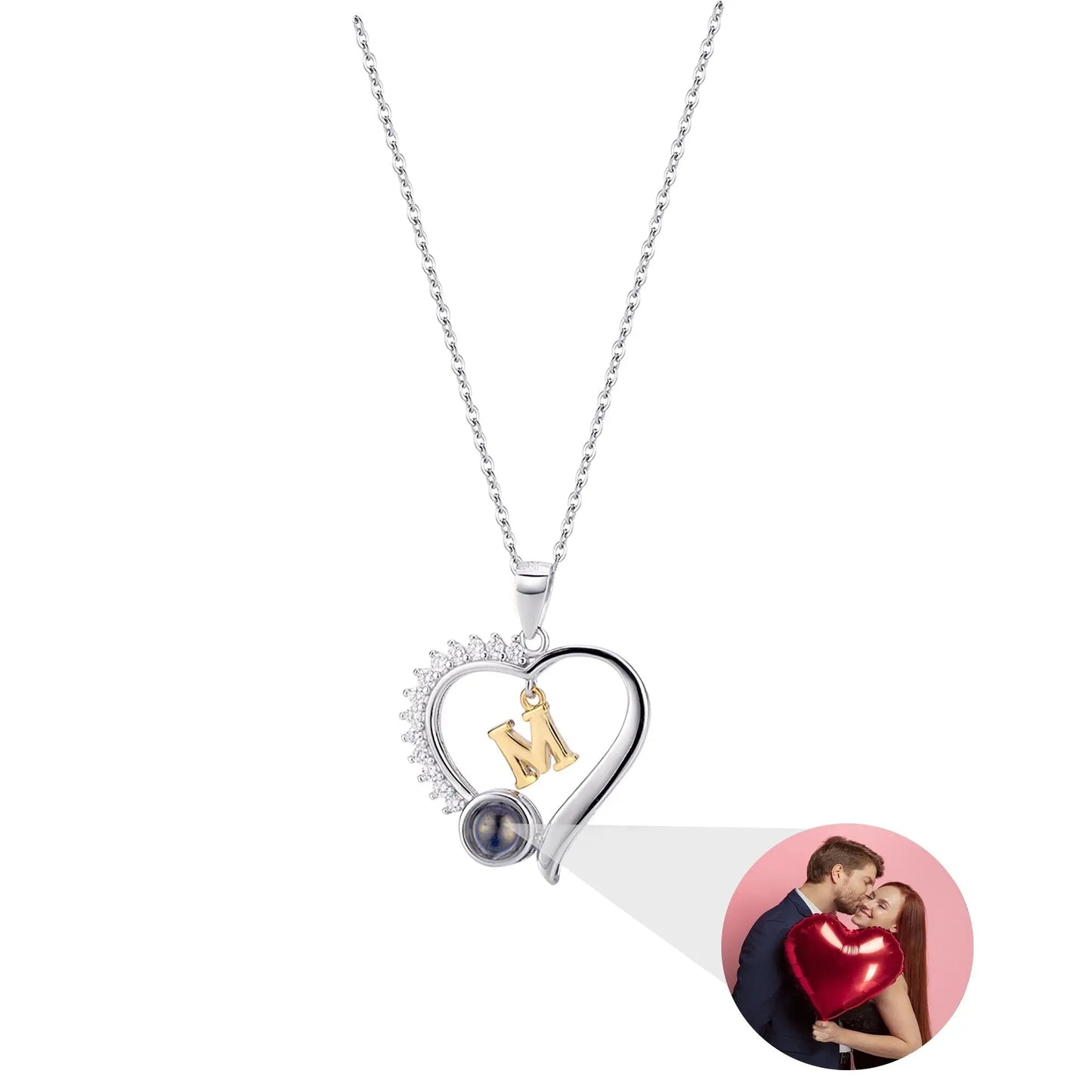 letter necklace Simple Heart Shaped Photo Custom Projection Necklace - Blade & Thread
