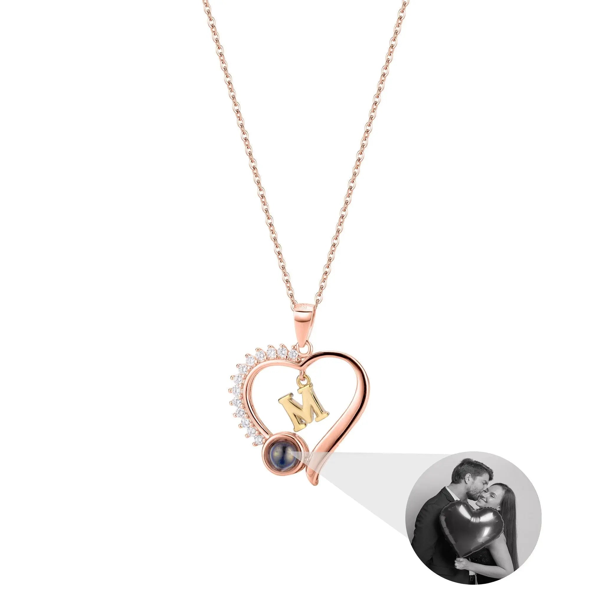 letter necklace Simple Heart Shaped Photo Custom Projection Necklace nowadaysfashion