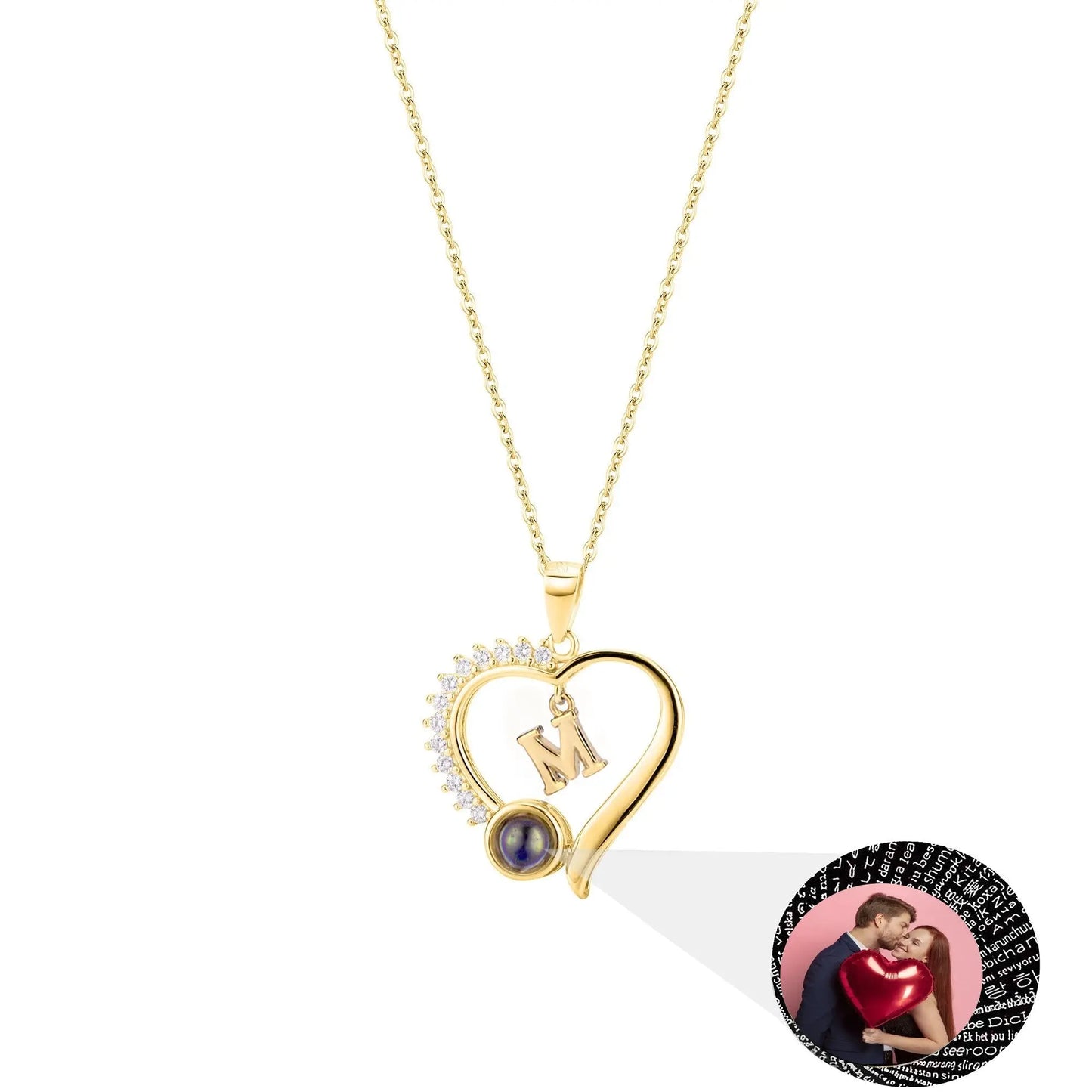 letter necklace Simple Heart Shaped Photo Custom Projection Necklace - Blade & Thread