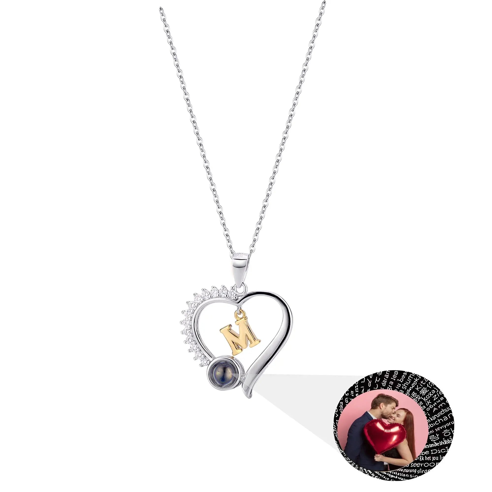 letter necklace Simple Heart Shaped Photo Custom Projection Necklace nowadaysfashion