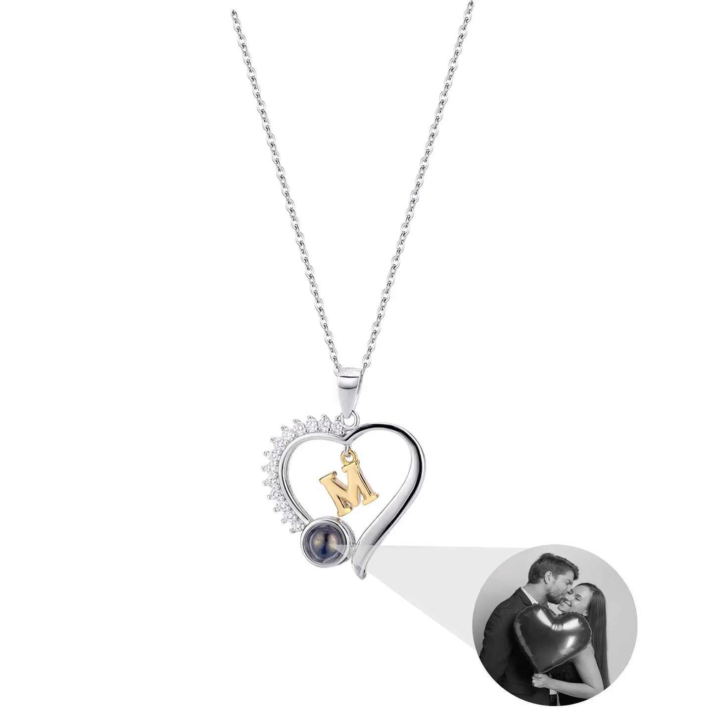 letter necklace Simple Heart Shaped Photo Custom Projection Necklace - Blade & Thread