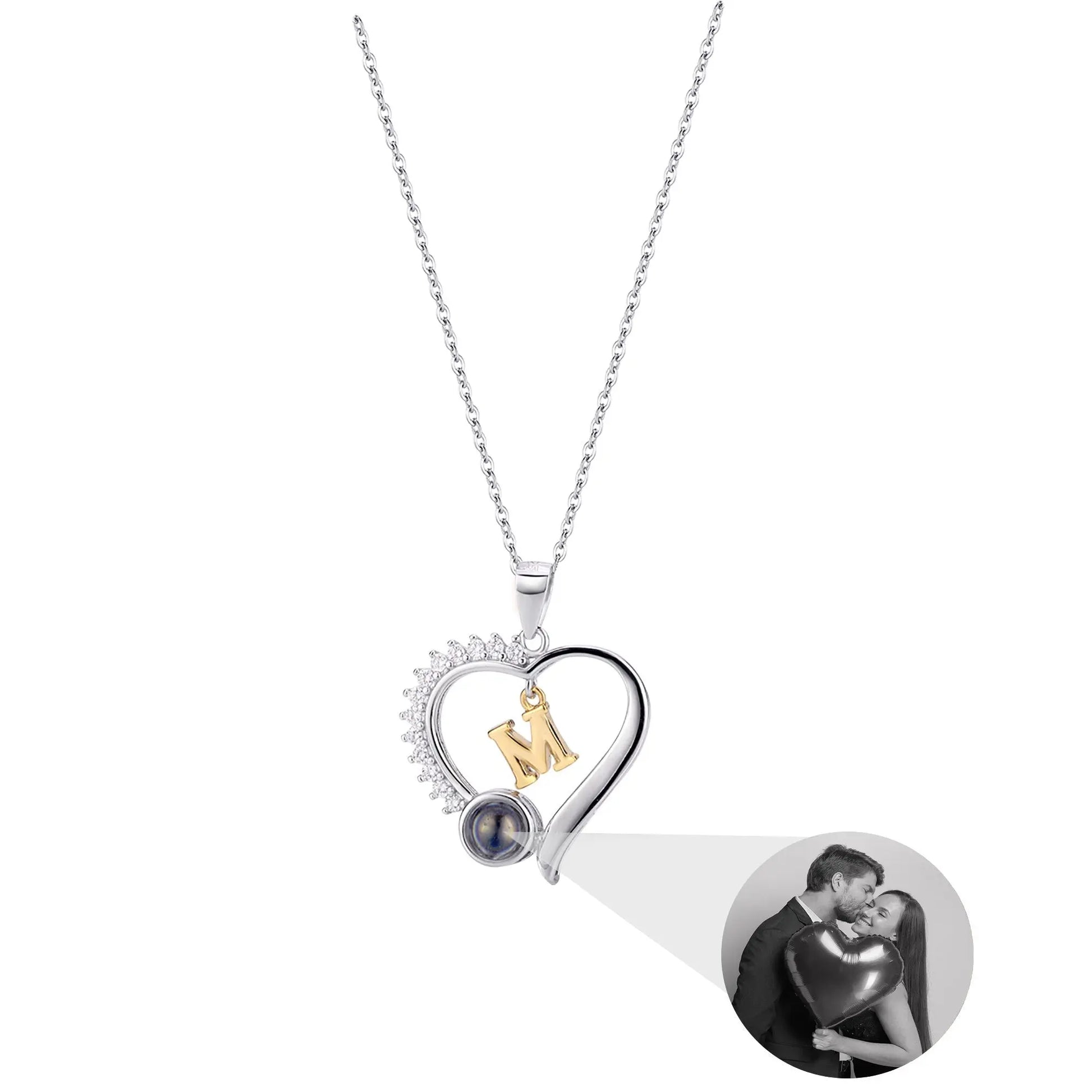 letter necklace Simple Heart Shaped Photo Custom Projection Necklace - Blade & Thread