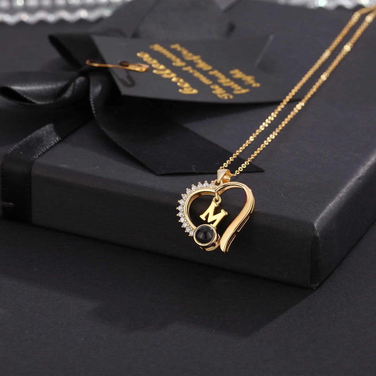letter necklace Simple Heart Shaped Photo Custom Projection Necklace - Blade & Thread