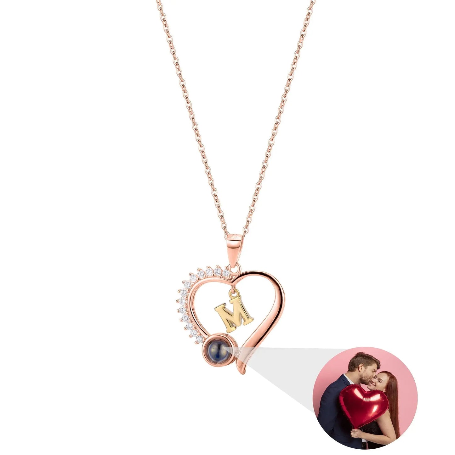 letter necklace Simple Heart Shaped Photo Custom Projection Necklace - Blade & Thread