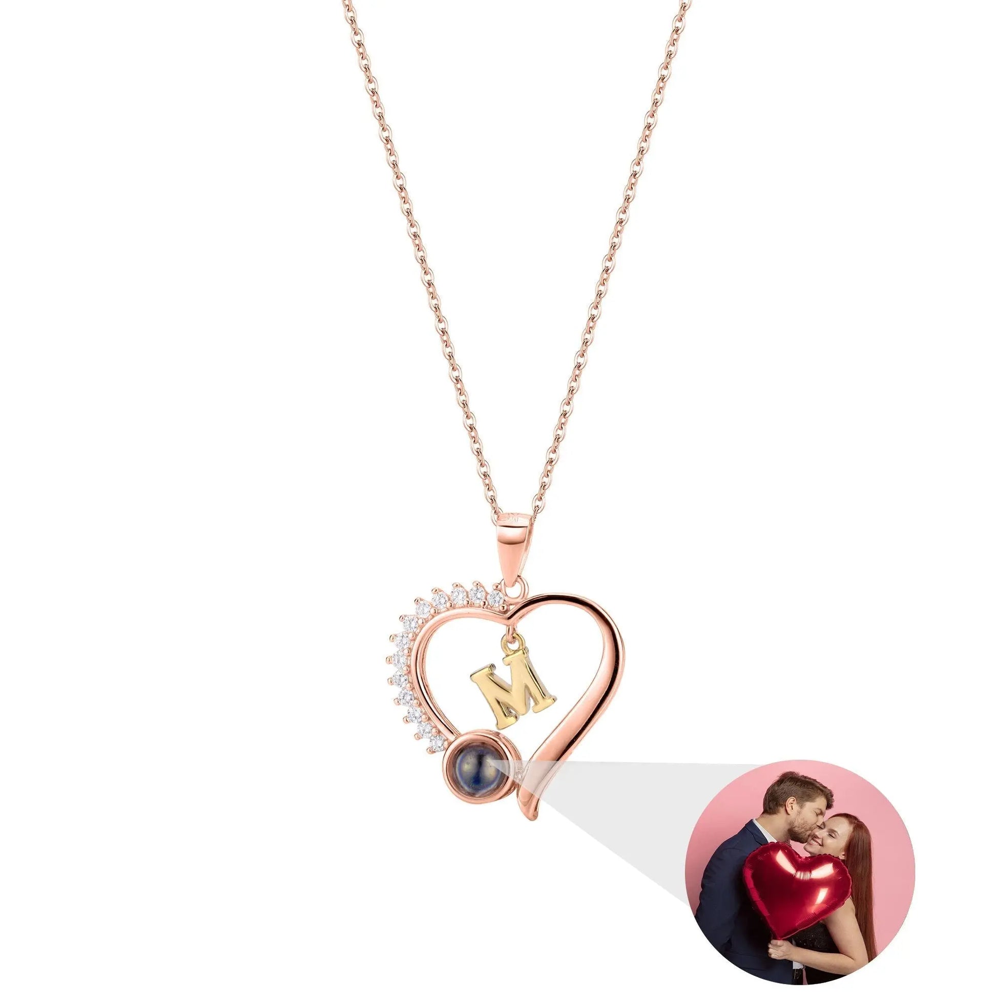 letter necklace Simple Heart Shaped Photo Custom Projection Necklace - Blade & Thread