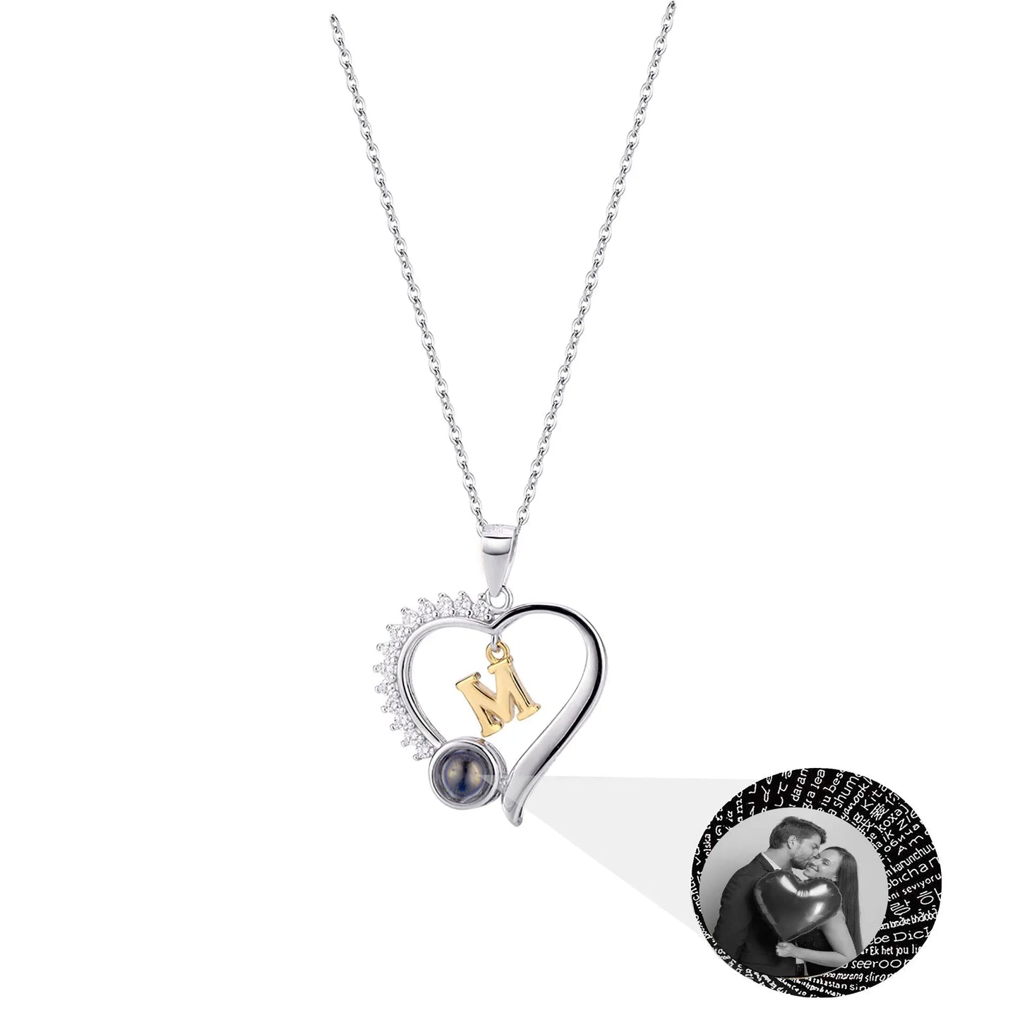 letter necklace Simple Heart Shaped Photo Custom Projection Necklace - Blade & Thread