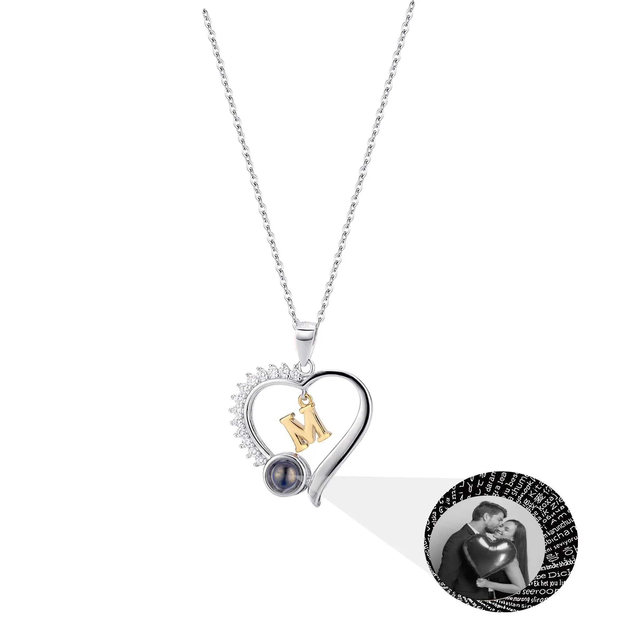 letter necklace Simple Heart Shaped Photo Custom Projection Necklace nowadaysfashion
