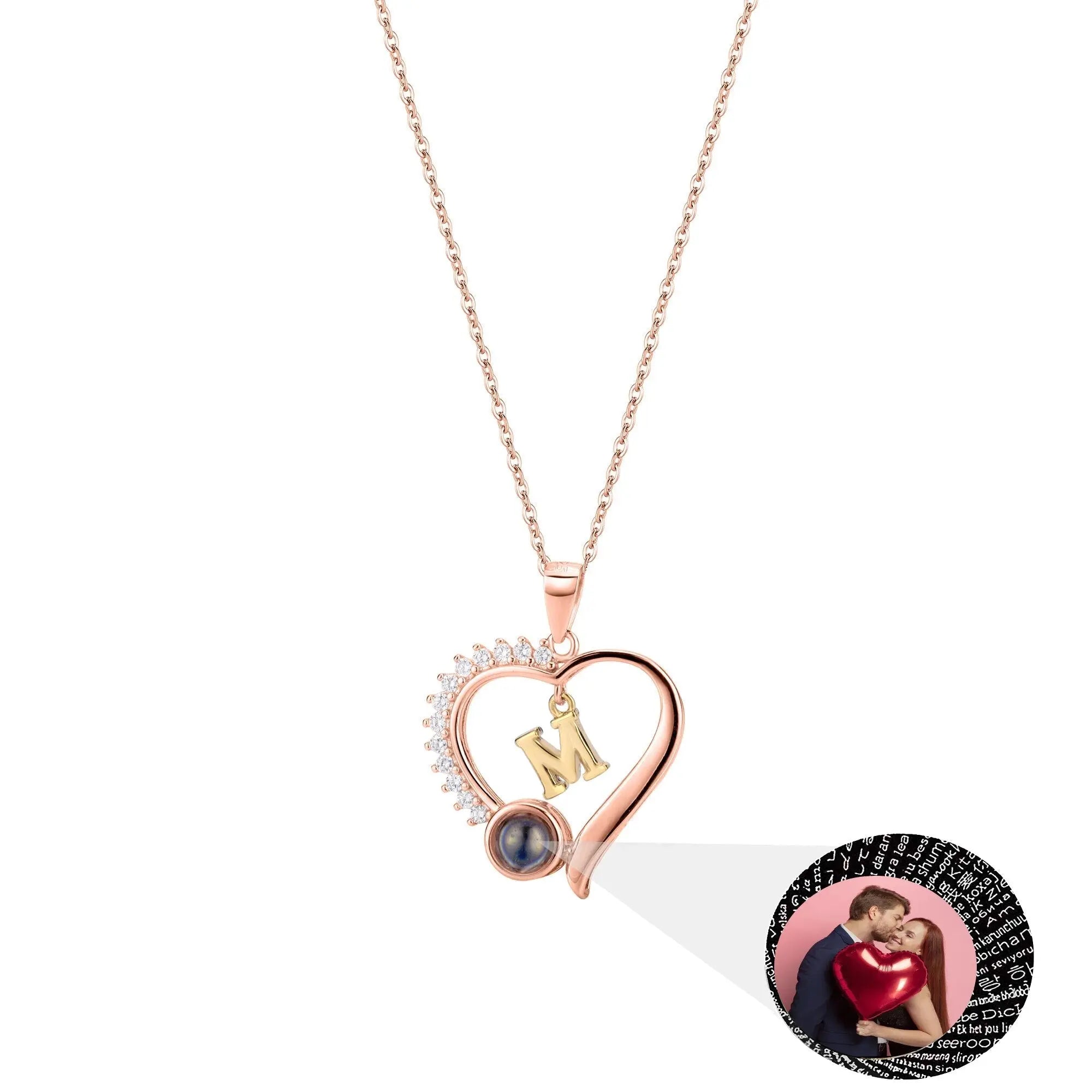 letter necklace Simple Heart Shaped Photo Custom Projection Necklace nowadaysfashion