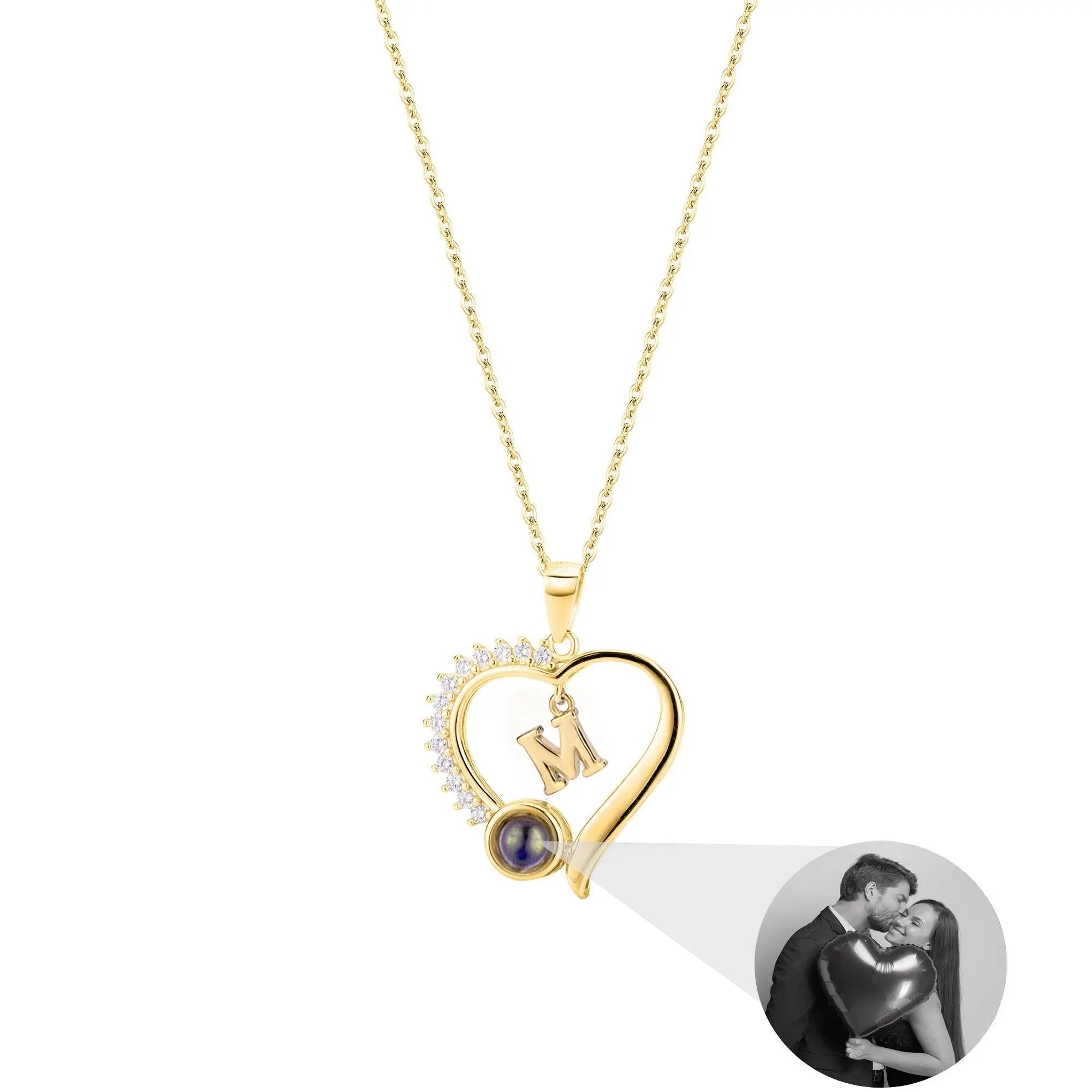letter necklace Simple Heart Shaped Photo Custom Projection Necklace nowadaysfashion