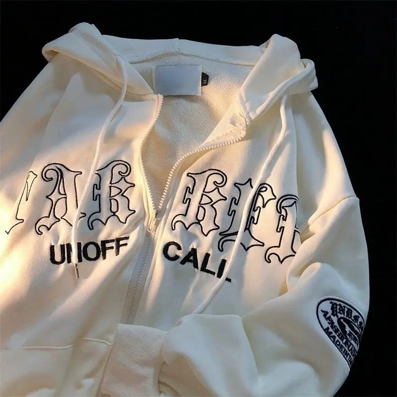 Letter Print Casual Hooded Sweatshirts Vintage Simple Streetwear Coats nowadaysfashion